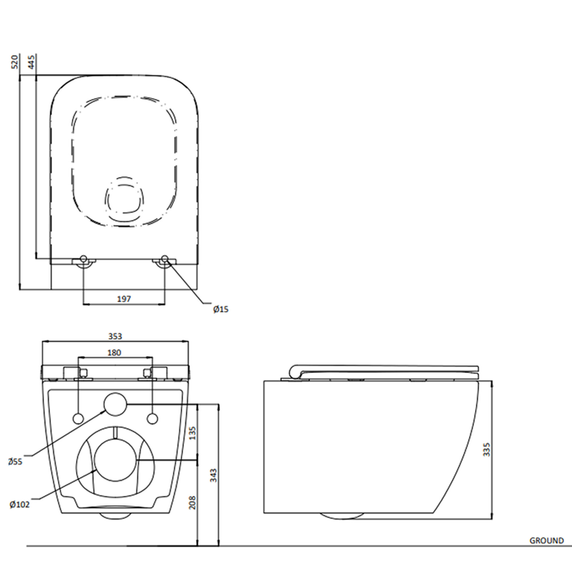 Crosswater Mada Square Rimless Wall Hung Toilet & Soft Close Seat