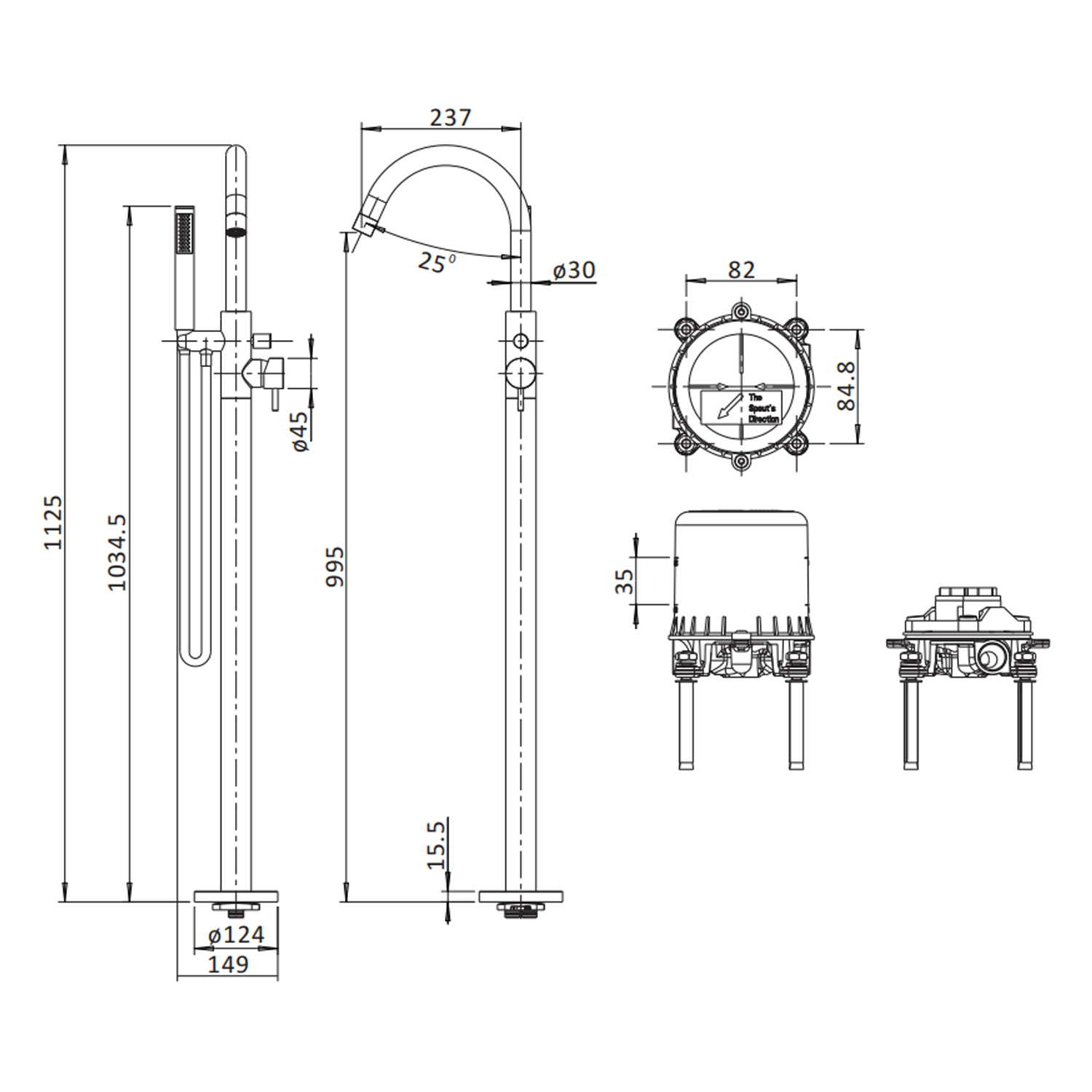 Crosswater MPRO Floorstanding Bath and Shower Mixer Tap