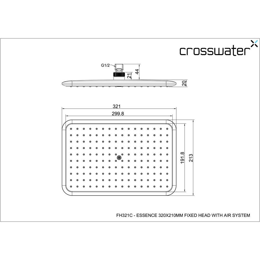 Crosswater Essence High Density ABS 320mm Fixed Shower Head