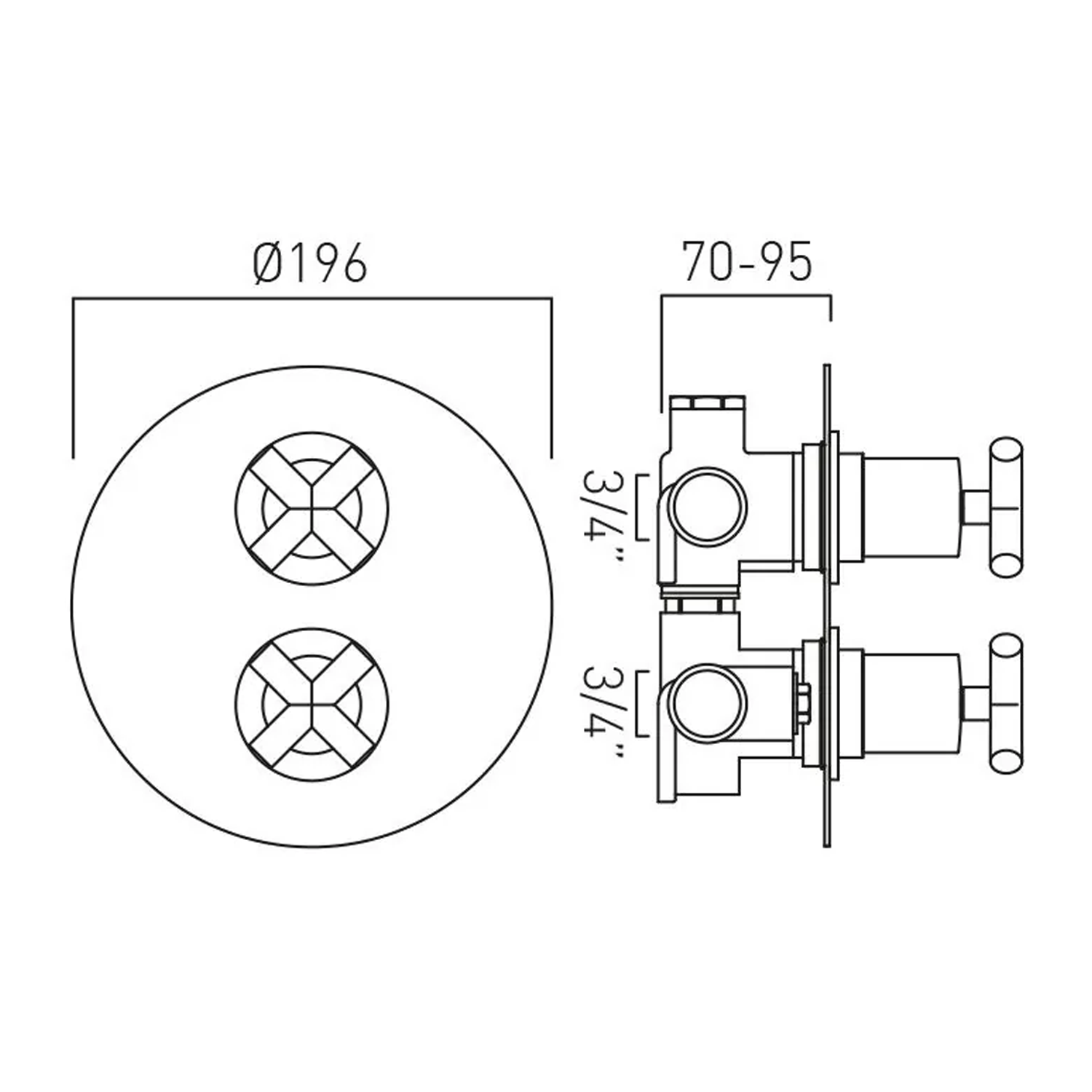 Vado Individual Elements 2 Outlet 2 Handle Thermostatic Concealed Shower Valve