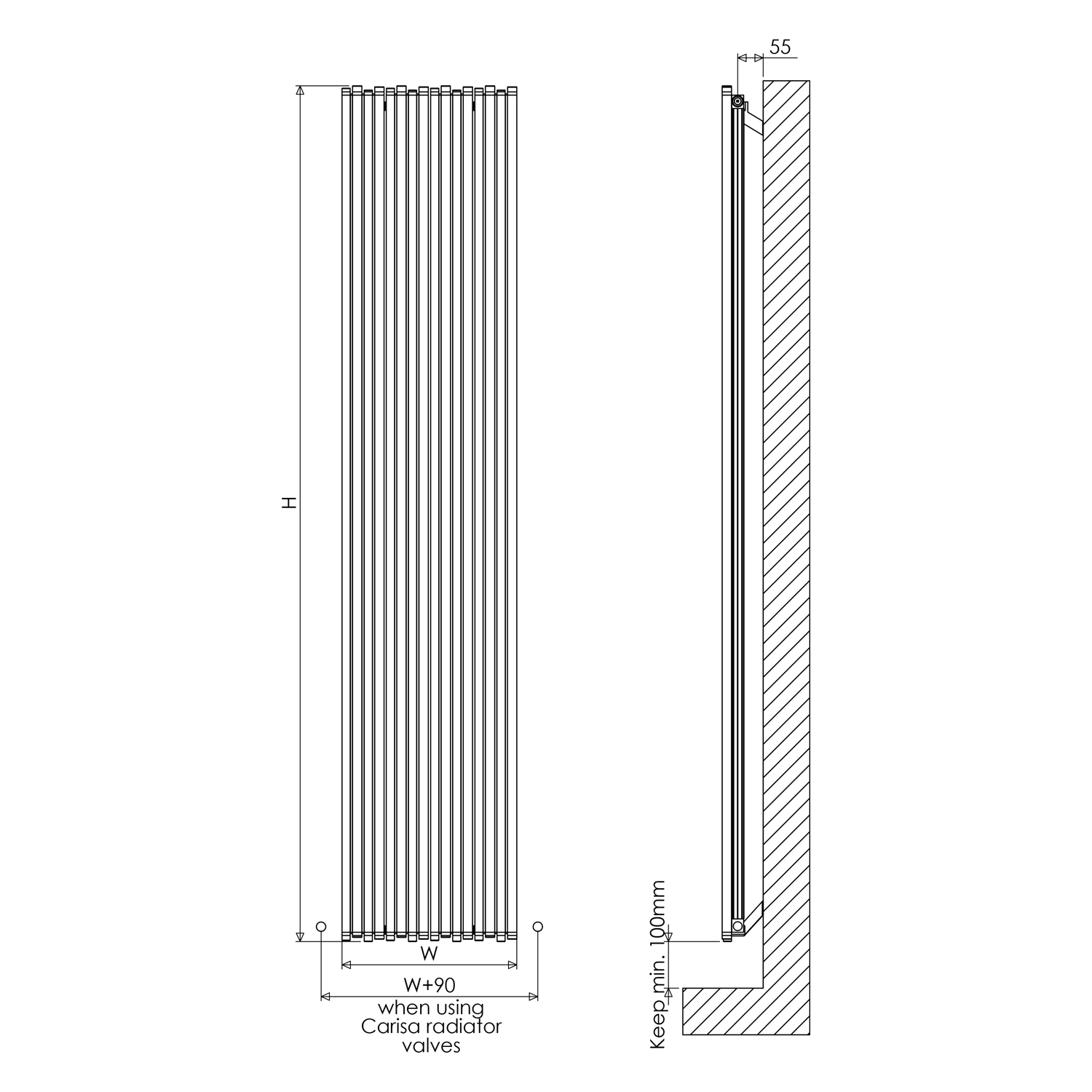 Carisa Pipette Vertical Aluminium Radiator