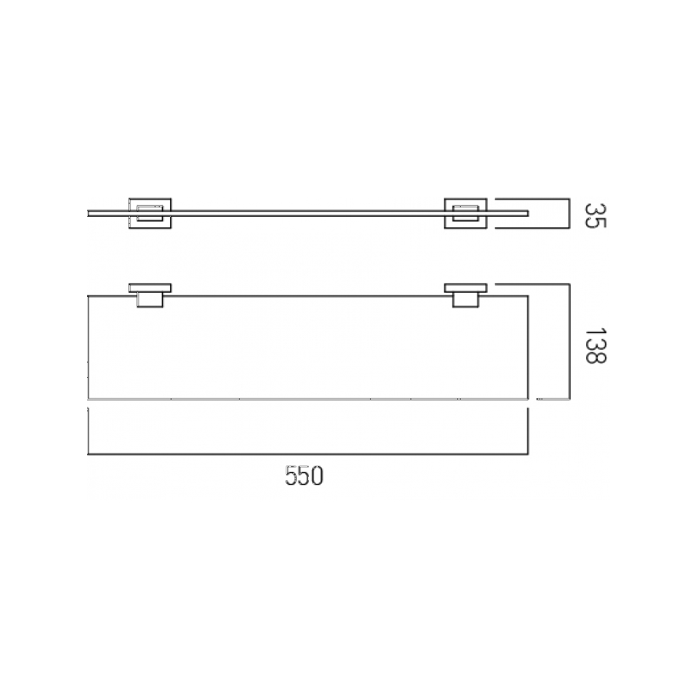 Vado Level Wall Mounted Frosted Glass Shelf