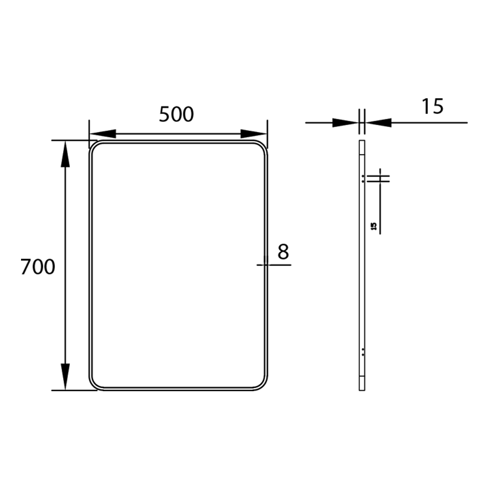 Vellamo Matt Black Rectangular Bathroom Mirror 700 x 500mm Tap