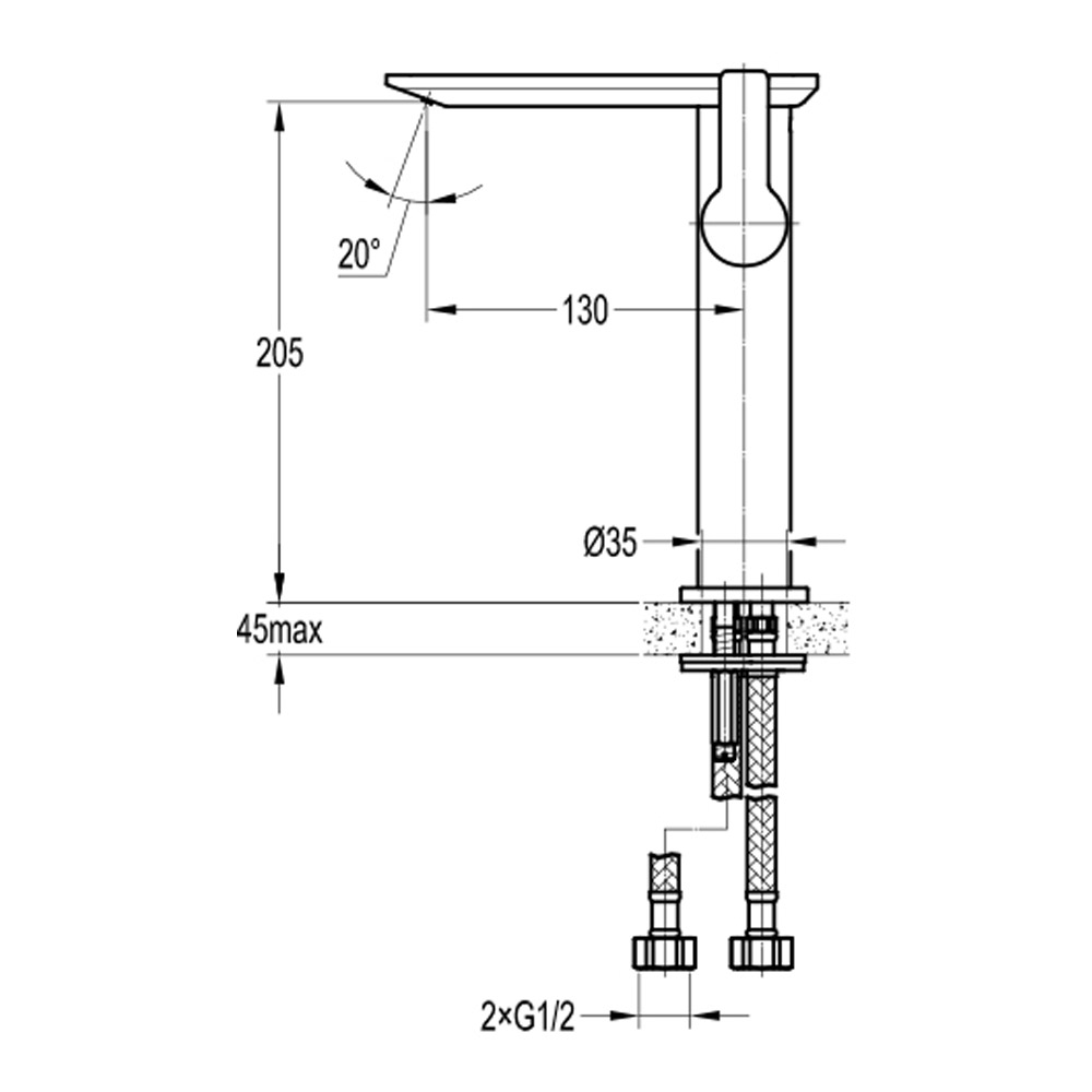 Flova Spring Tall Mono Basin Mixer with Clicker Waste