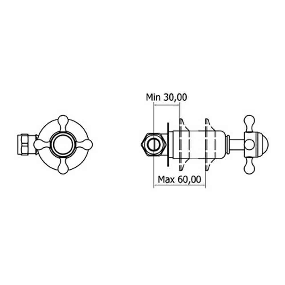 Crosswater Belgravia Crosshead Wall Mounted Hot & Cold Shut Off Valves