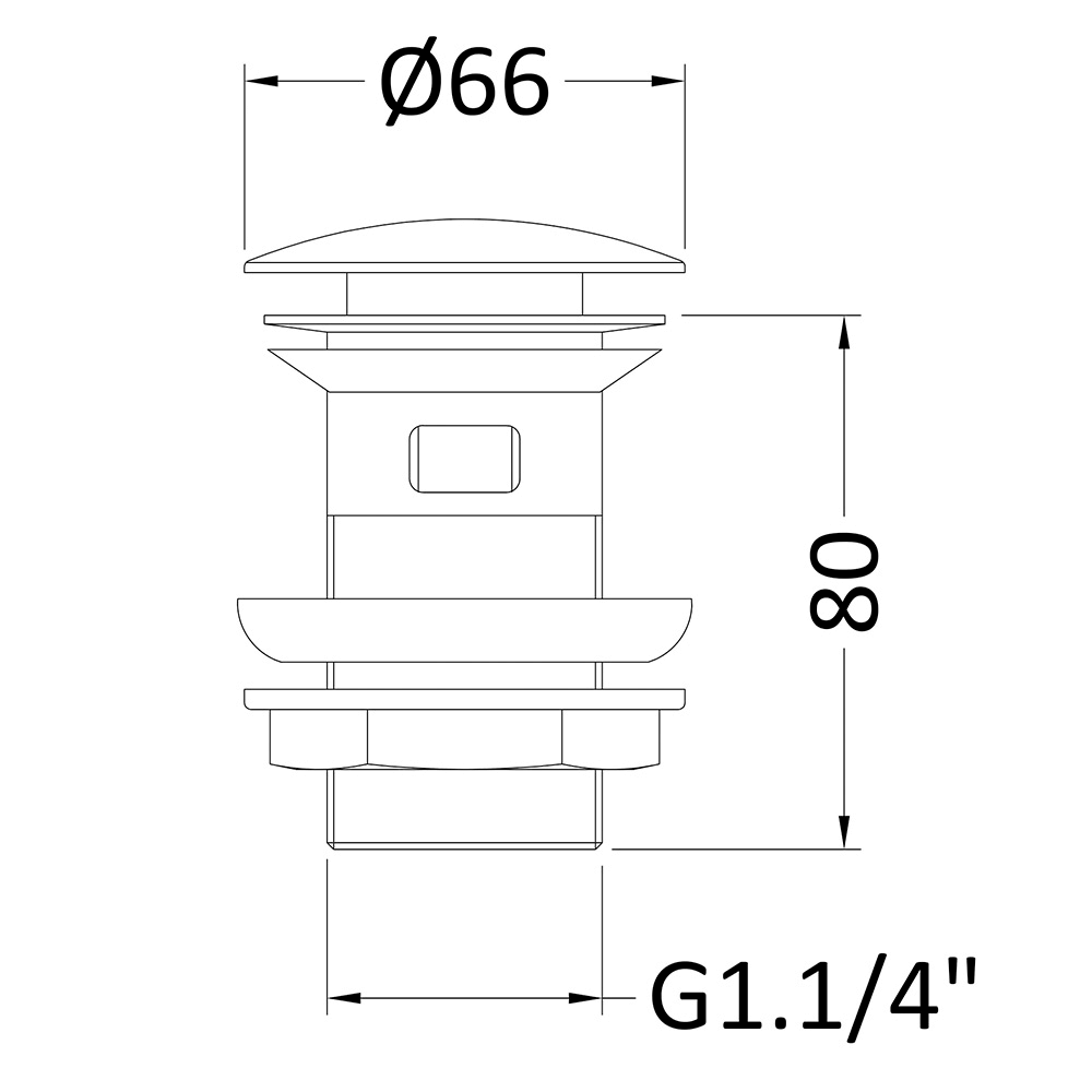 nuie Push Button Basin Waste Slotted