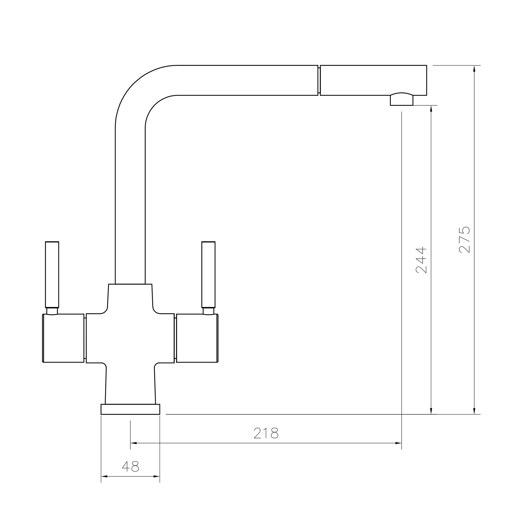 Rangemaster Aquadisc Twin Lever Kitchen Mixer Tap with Pull Out Spout