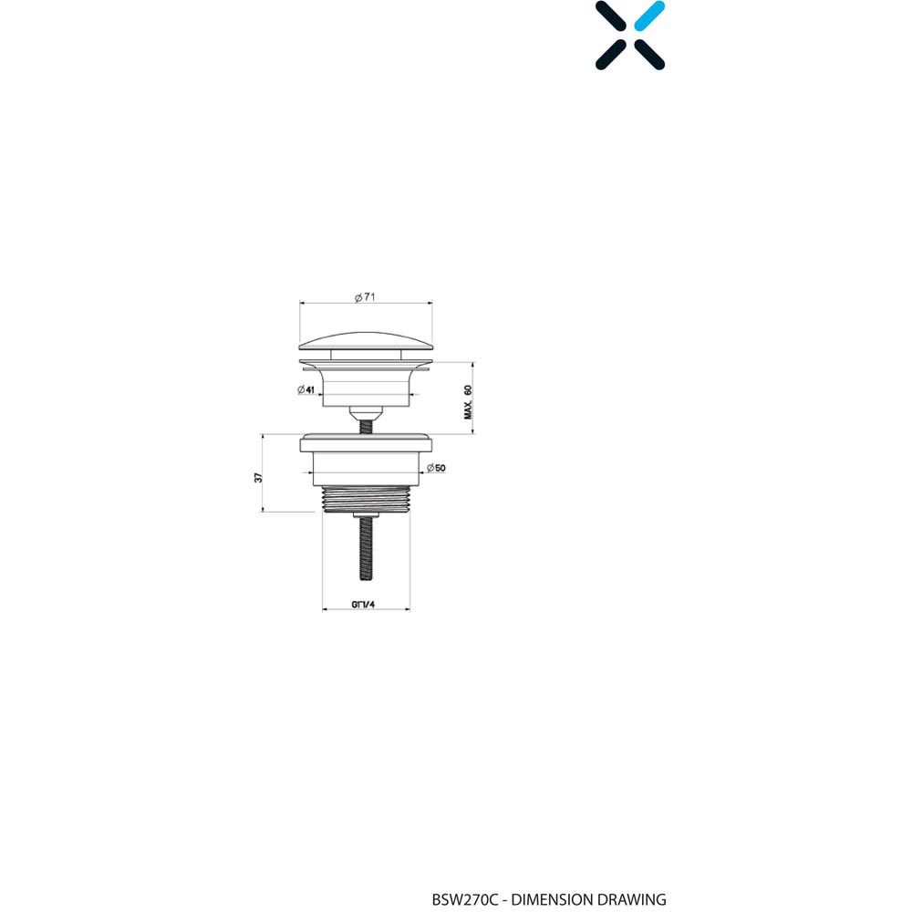 Crosswater Basin Free Flow Waste - Unslotted