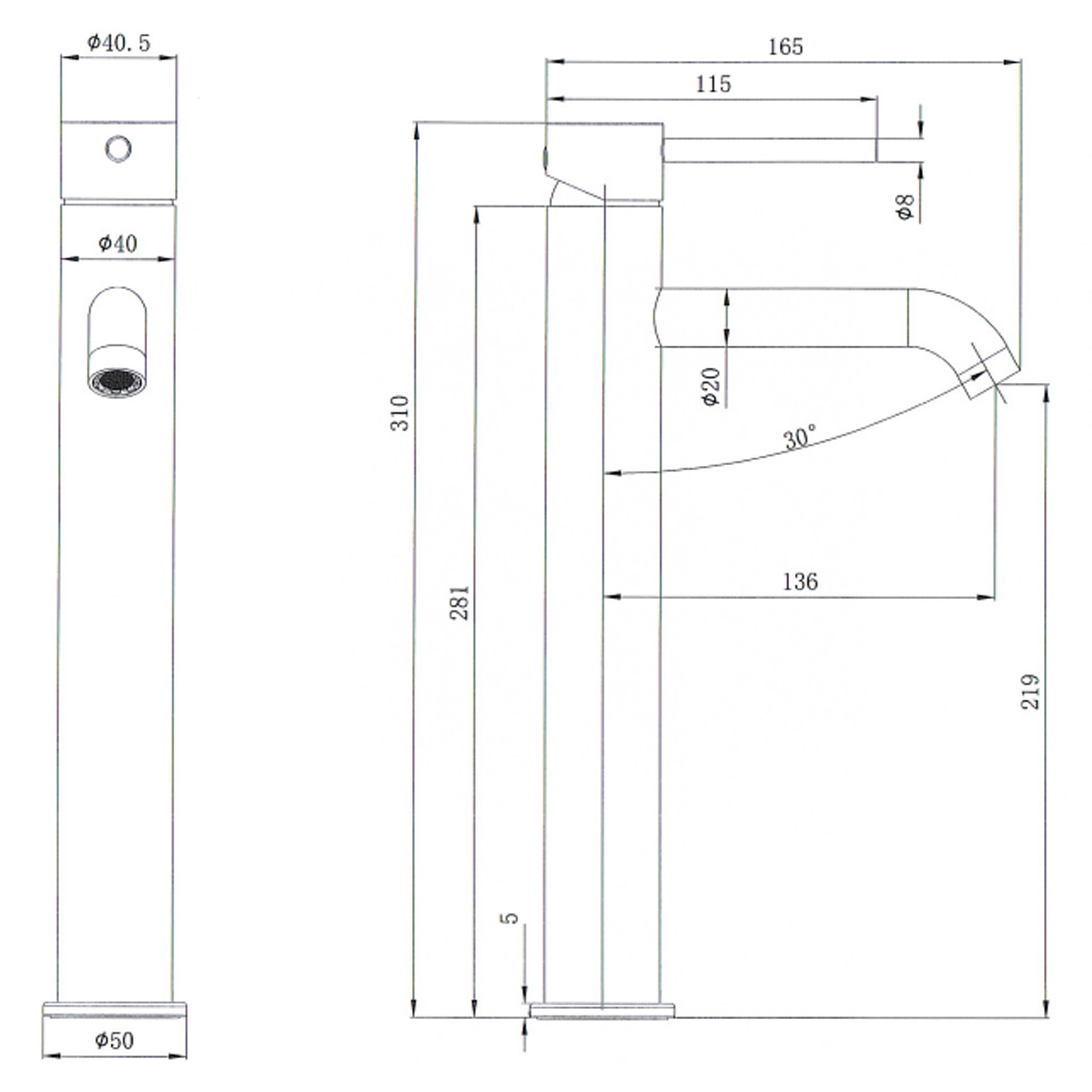 Harbour Clarity Tall Basin Mixer Tap - Brushed Brass