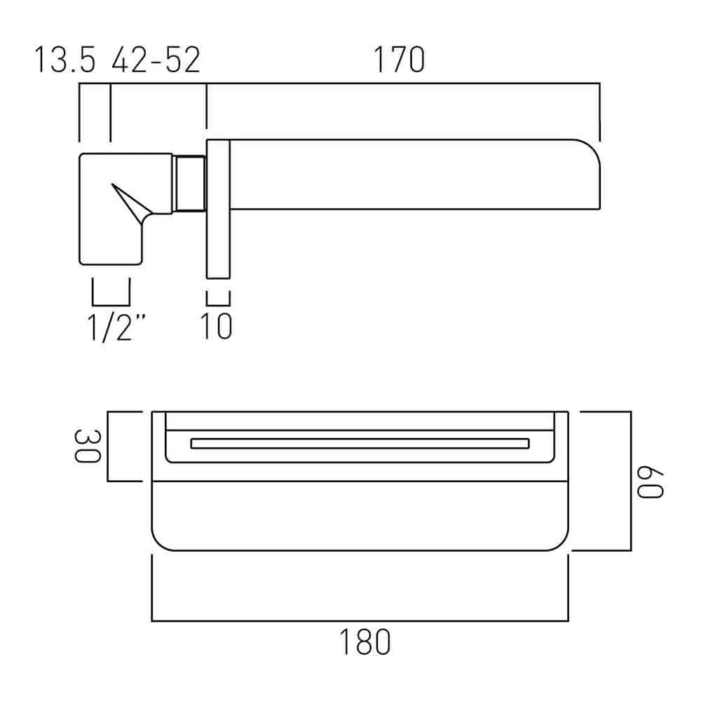 Vado Synergie Wall Mounted Waterfall Bath Spout