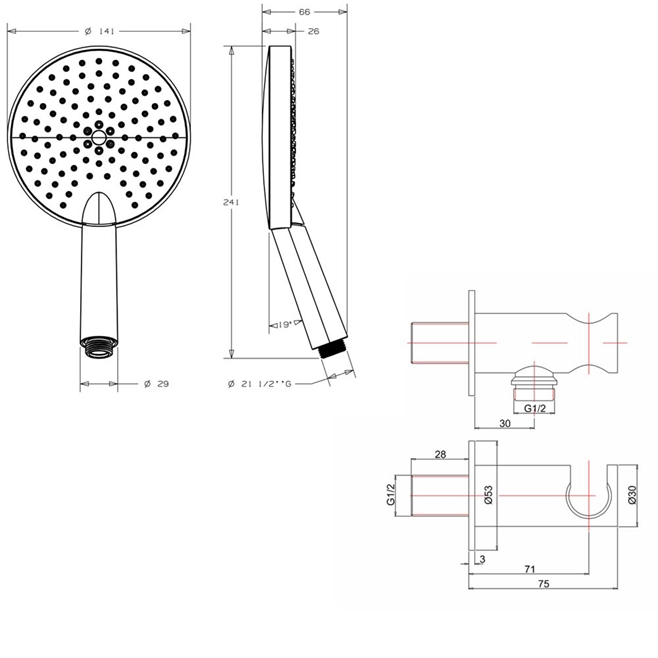 Crosswater Ethos Premium Mini Shower Kit with Triple Function Handset - 140mm