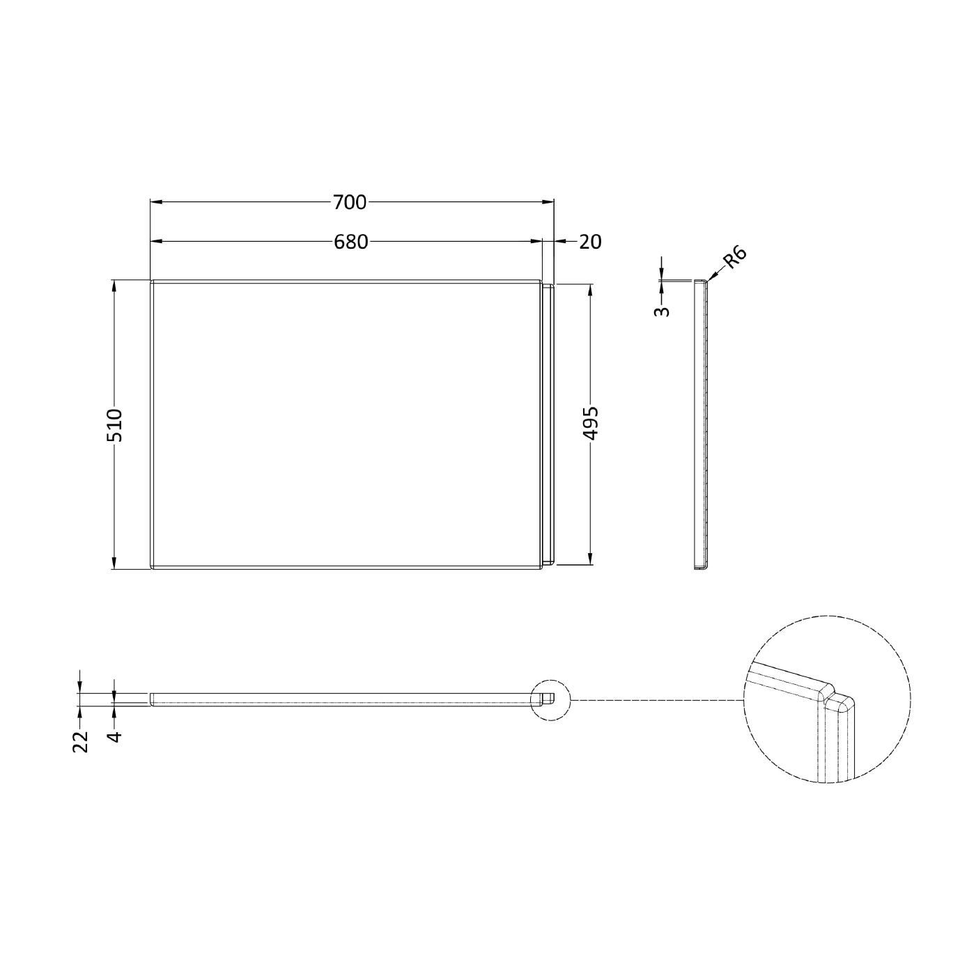 Drench P-Shaped Shower Bath End Panel - 700mm | Tap Warehouse