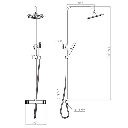 Core Exposed Thermostatic Rigid Riser Shower Kit | Tap Warehouse
