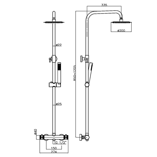 Core Exposed Thermostatic Rigid Riser Shower Kit | Tap Warehouse