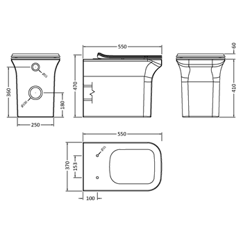 Emily Rimless Back To Wall Toilet & Soft Close Seat