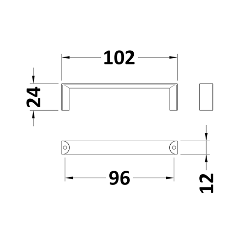 Drench Chrome Rectangular D Bar Furniture Handle - 96mm Centres