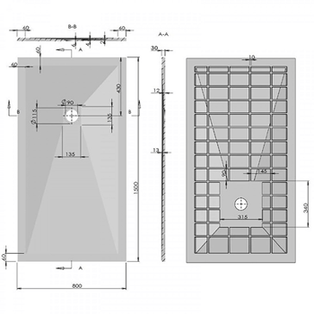 Drench Anthracite Ultra Thin Rectangular Stone Slate Effect Shower Tray - 1500 x 800mm