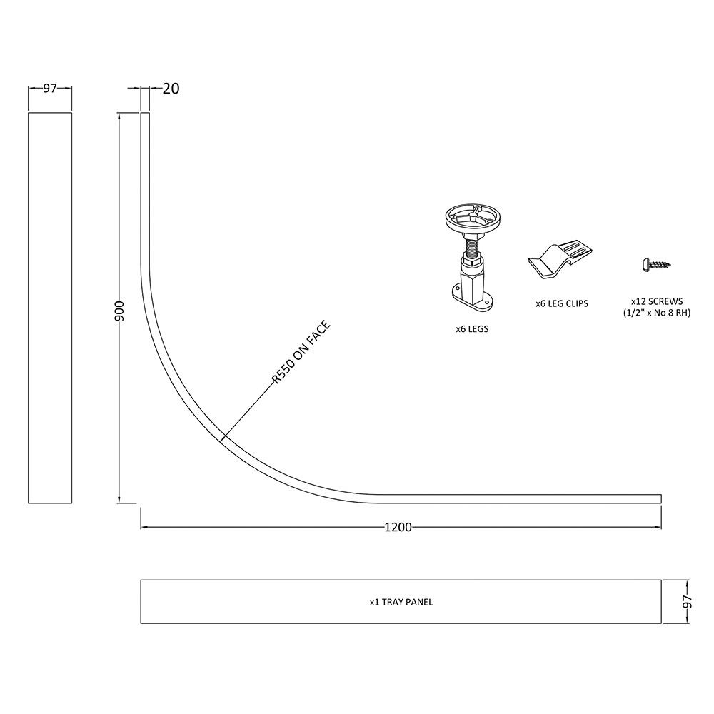 Drench Leg Set & Plinth Kit - For All Offset Quadrant Shower Trays