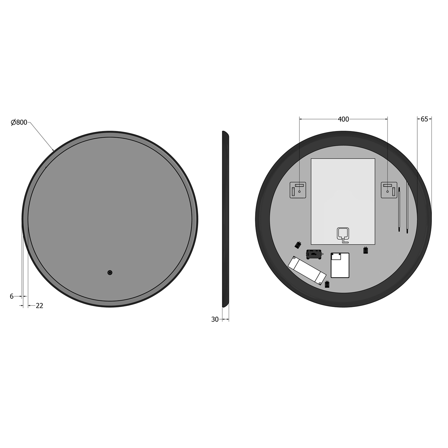 Origins Living Luxor Gold & Black Illuminated LED Mirror with Demister Pad - 800mm