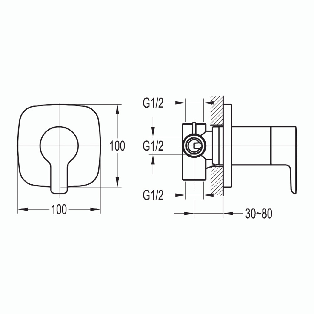 Flova Urban Concealed Shutoff Valve with 3 Outlet Diverter