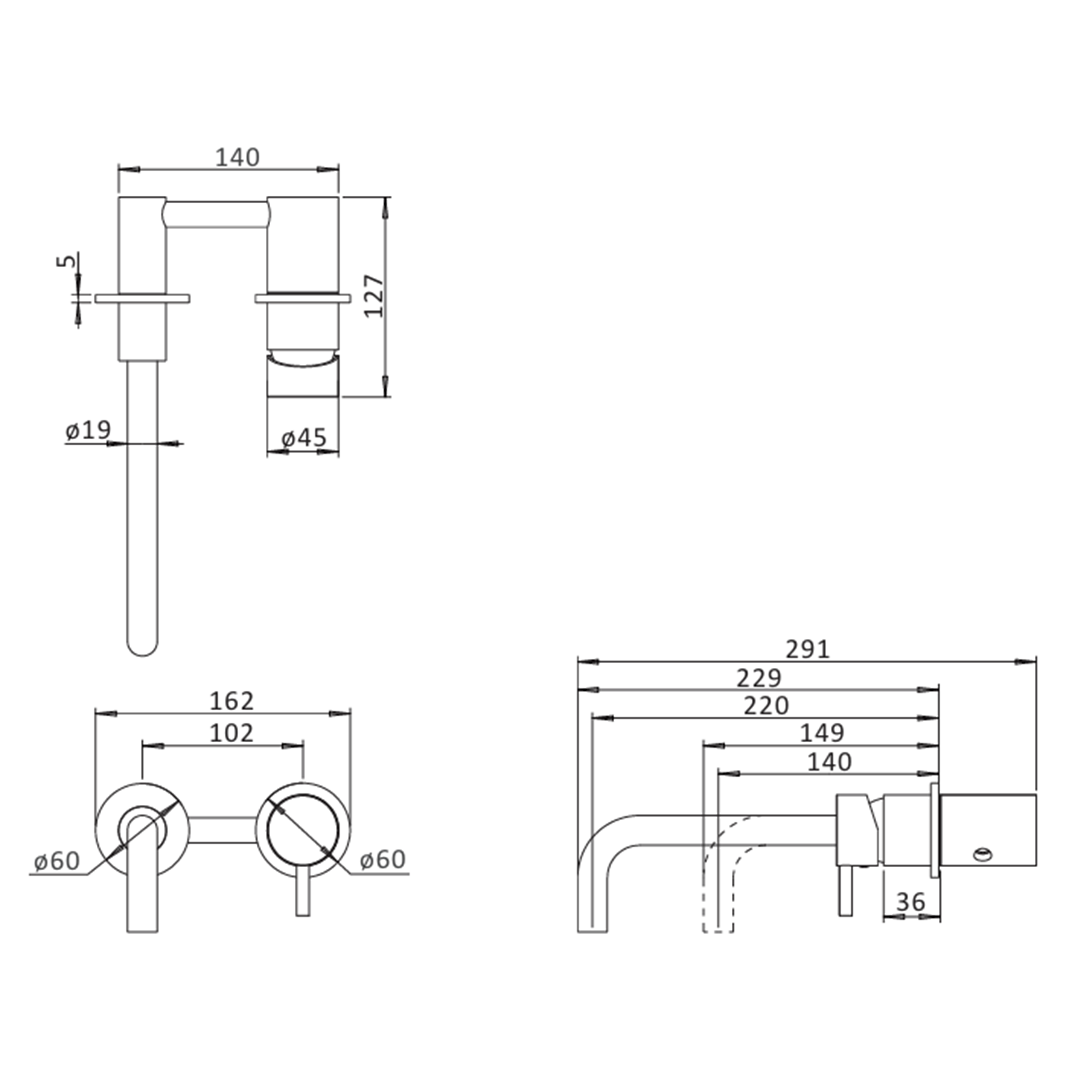 Crosswater MPRO Wall Mounted Basin Mixer Tap