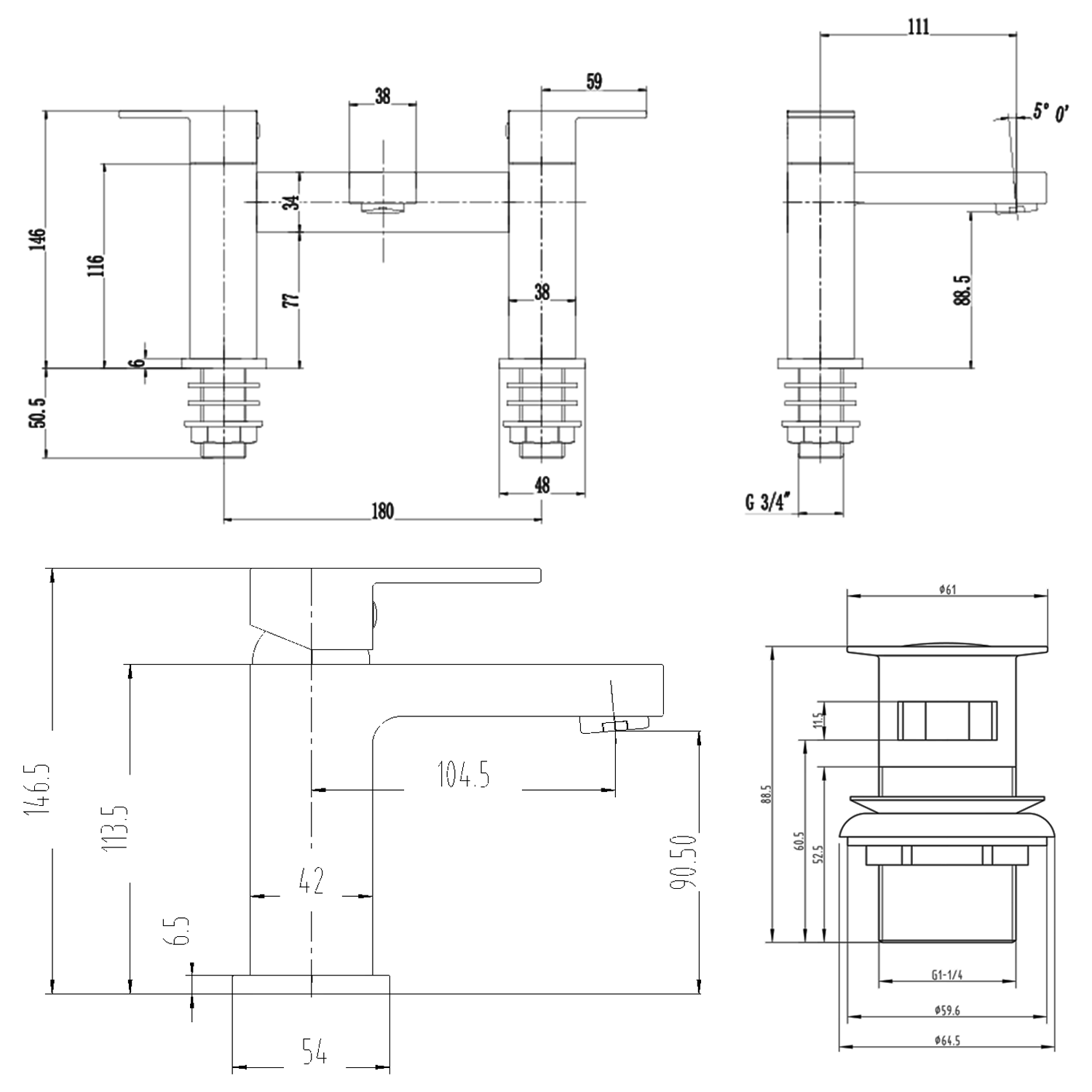 Vellamo Aspire Basin Mixer & Bath Filler Pack