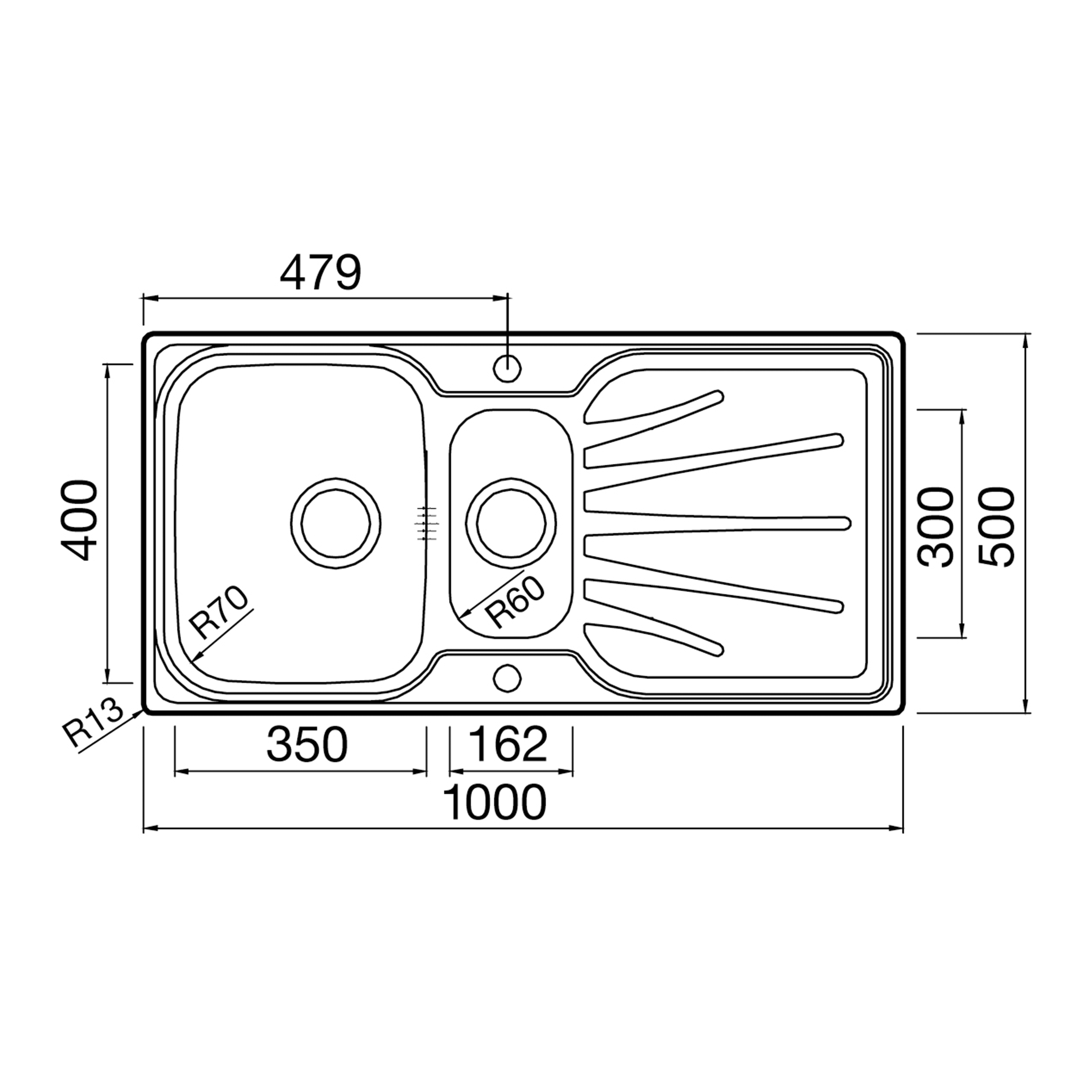 Clearwater Deep Blue 1.5 Bowl Brushed Stainless Steel Sink & Waste with Reversible Drainer - 1000 x 490mm