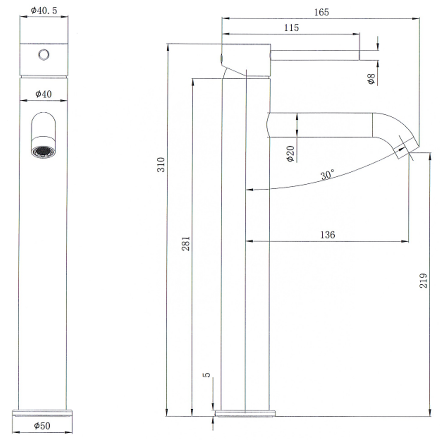 Harbour Clarity Matt Black Tall Basin Mixer Tap