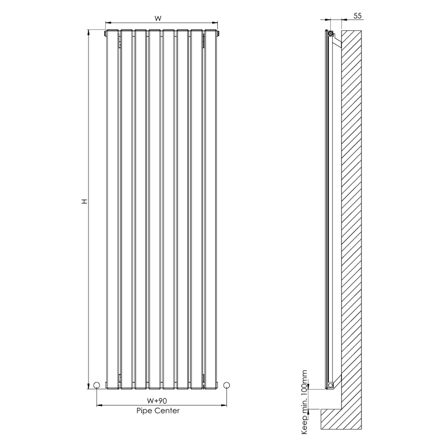 Carisa Plata Single Panel Vertical Aluminium Radiator