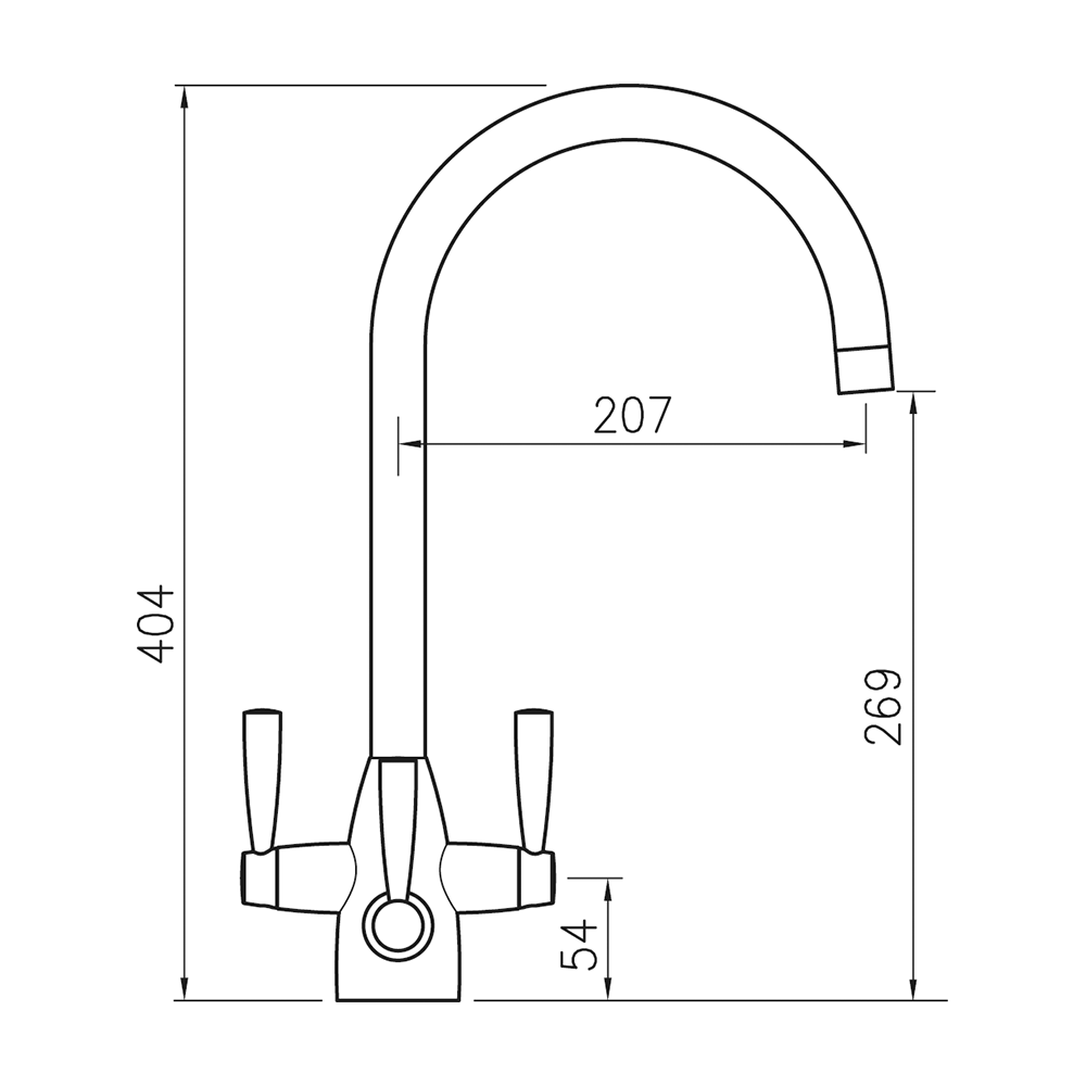 Clearwater Eclipse Triple Lever Mono Kitchen Mixer and Cold Filtered Water Tap - Brushed Nickel
