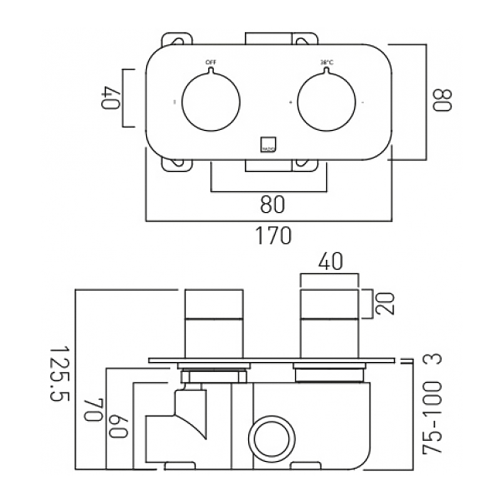 Vado Tablet Altitude 2 Outlet Concealed Thermostatic Shower Valve
