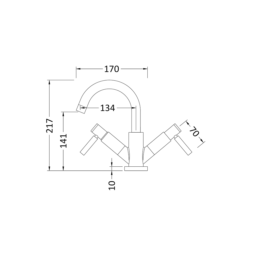 Hudson Reed Tec Twin Lever Mono Basin Mixer Tap & Waste