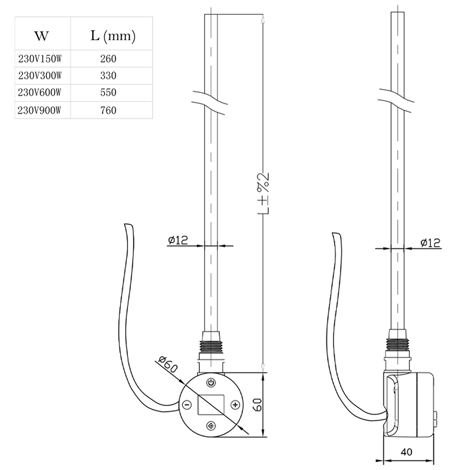 Toasty Matt Black Digital Element