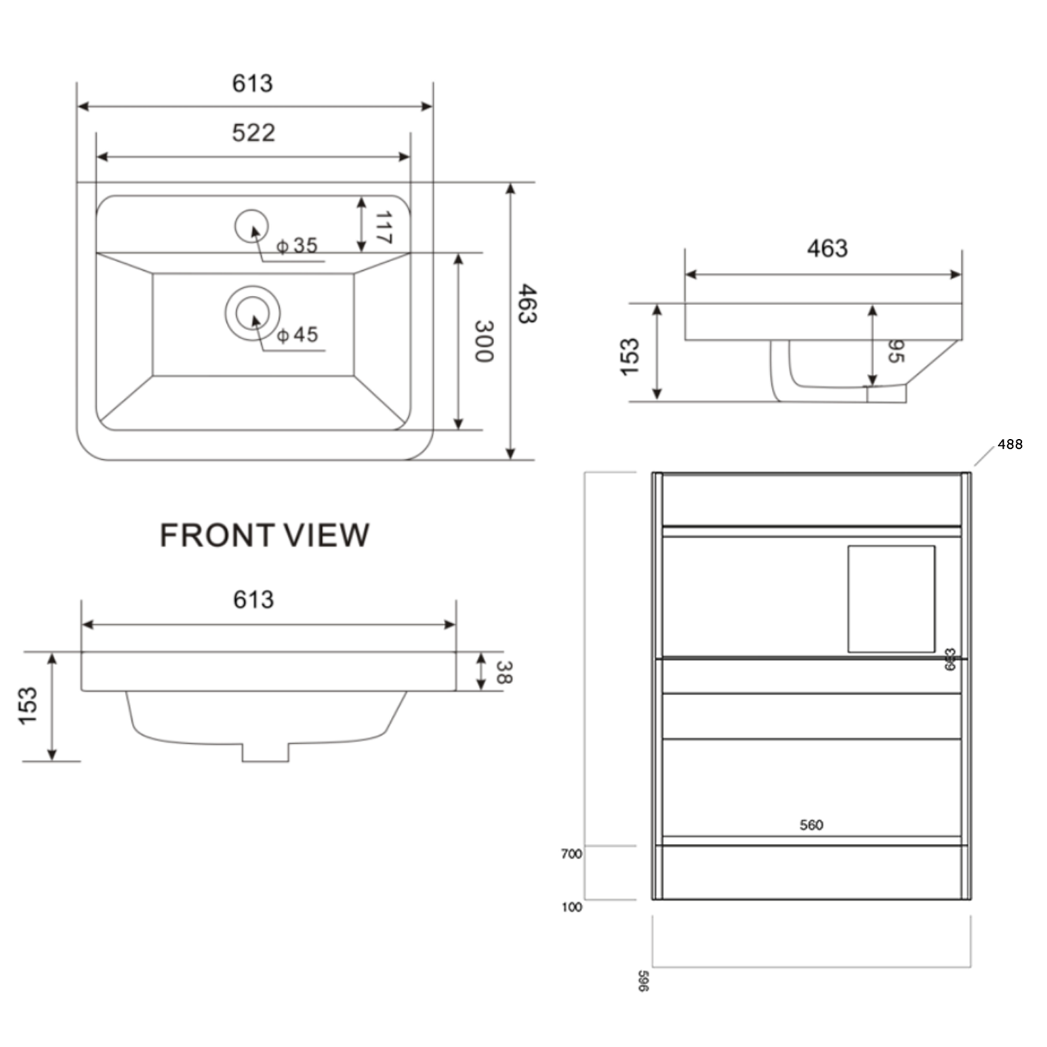 Harbour Clarity 600mm Floorstanding Vanity Unit & Basin