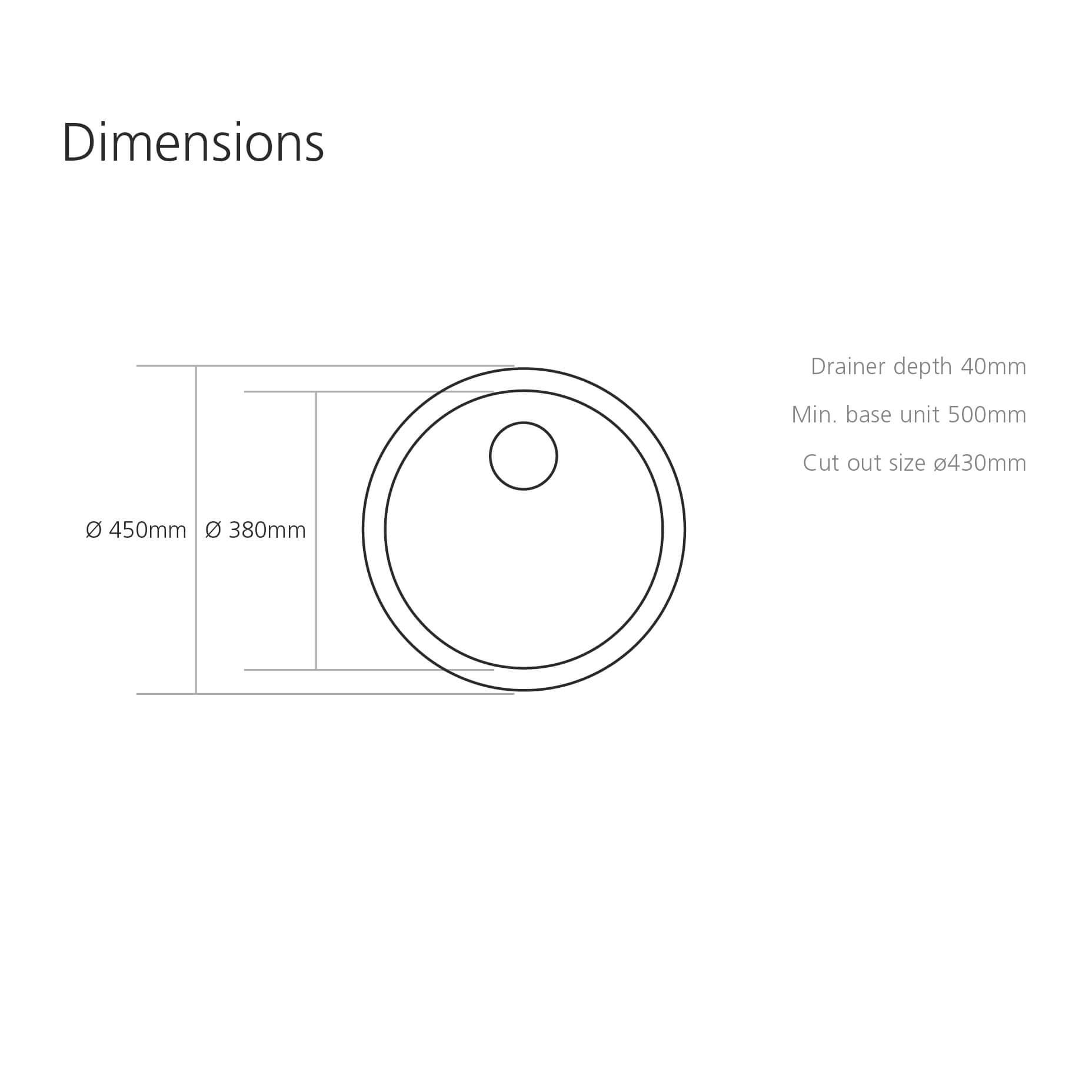 Caple Form Inset or Undermount Satin Stainless Steel Drainer - 450 x 450mm