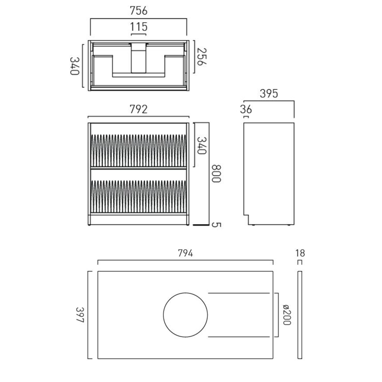Vado Safari 800mm Fluted Floorstanding Vanity Unit & Worktop