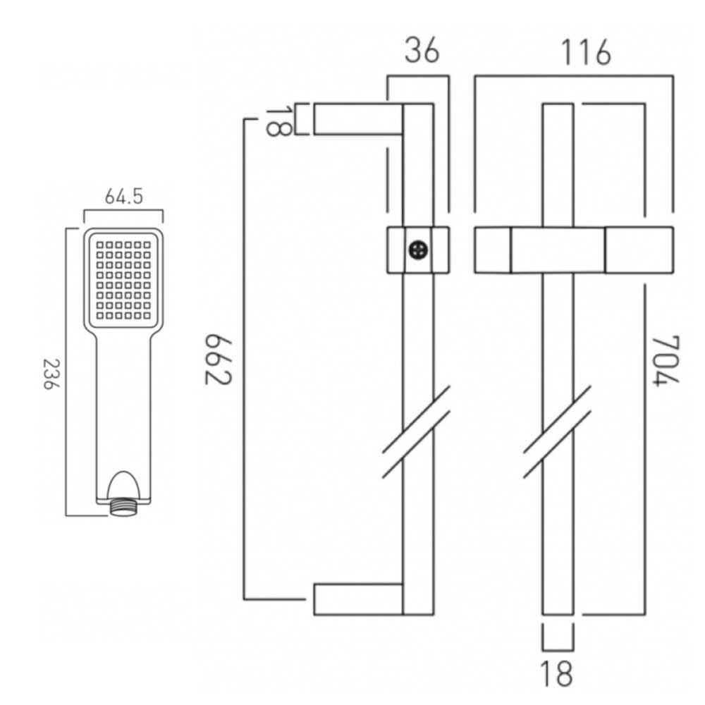 Vado V2 Single Function Slide Rail Shower Kit