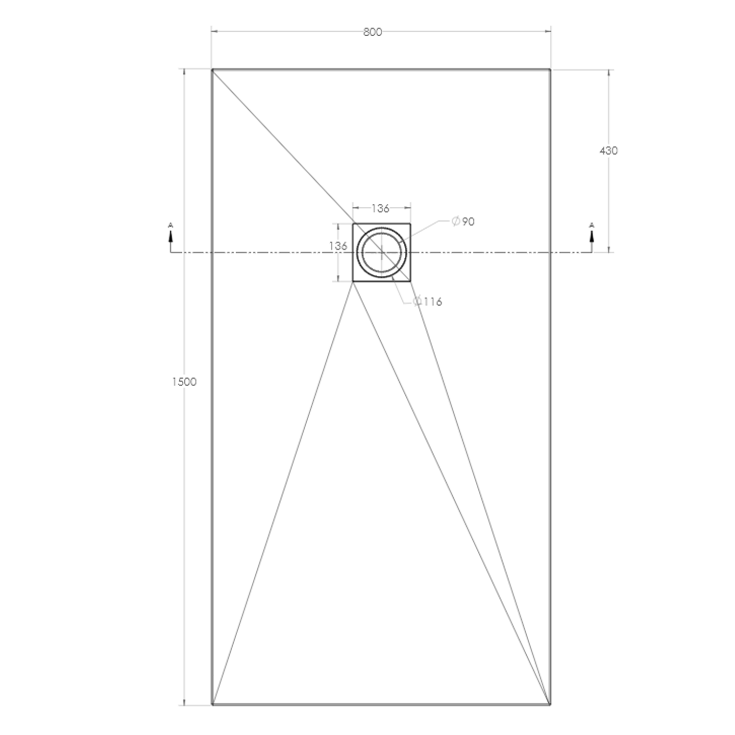 Drench Naturals White Thin Slate-Effect Rectangular Shower Tray - 11 Sizes