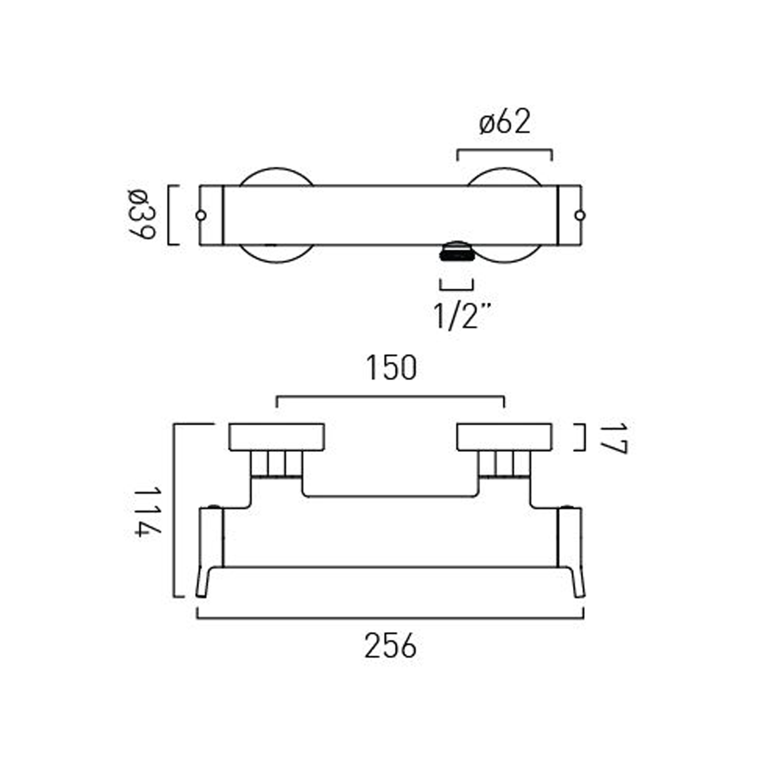Vado Safari Exposed Thermostatic Bar Shower Valve with Easyfit Brackets