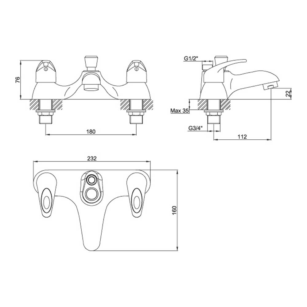 Vellamo Loop Bath Shower Mixer with Shower Kit
