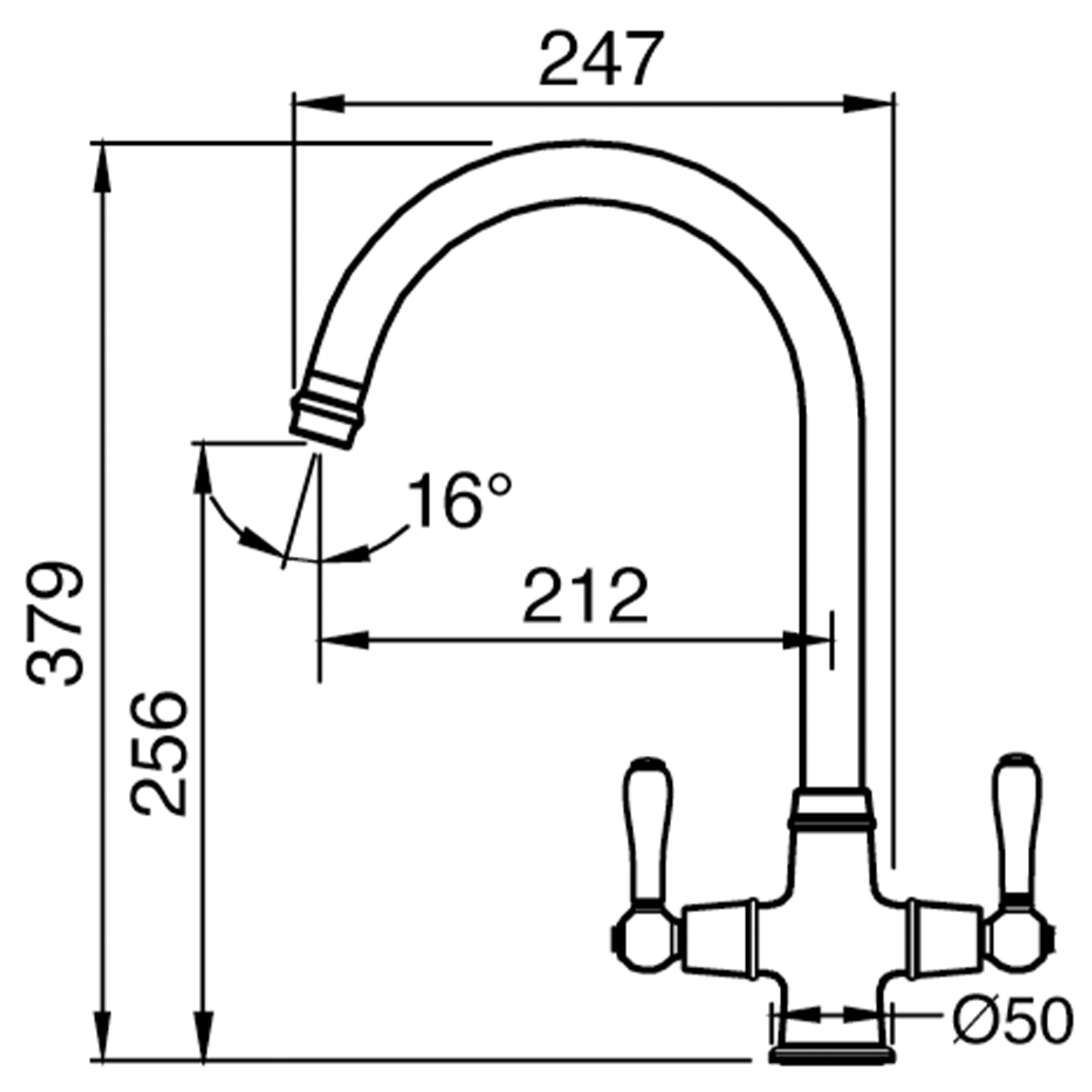 Clearwater Broadway Traditional Twist & Spray Mono Kitchen Mixer Tap