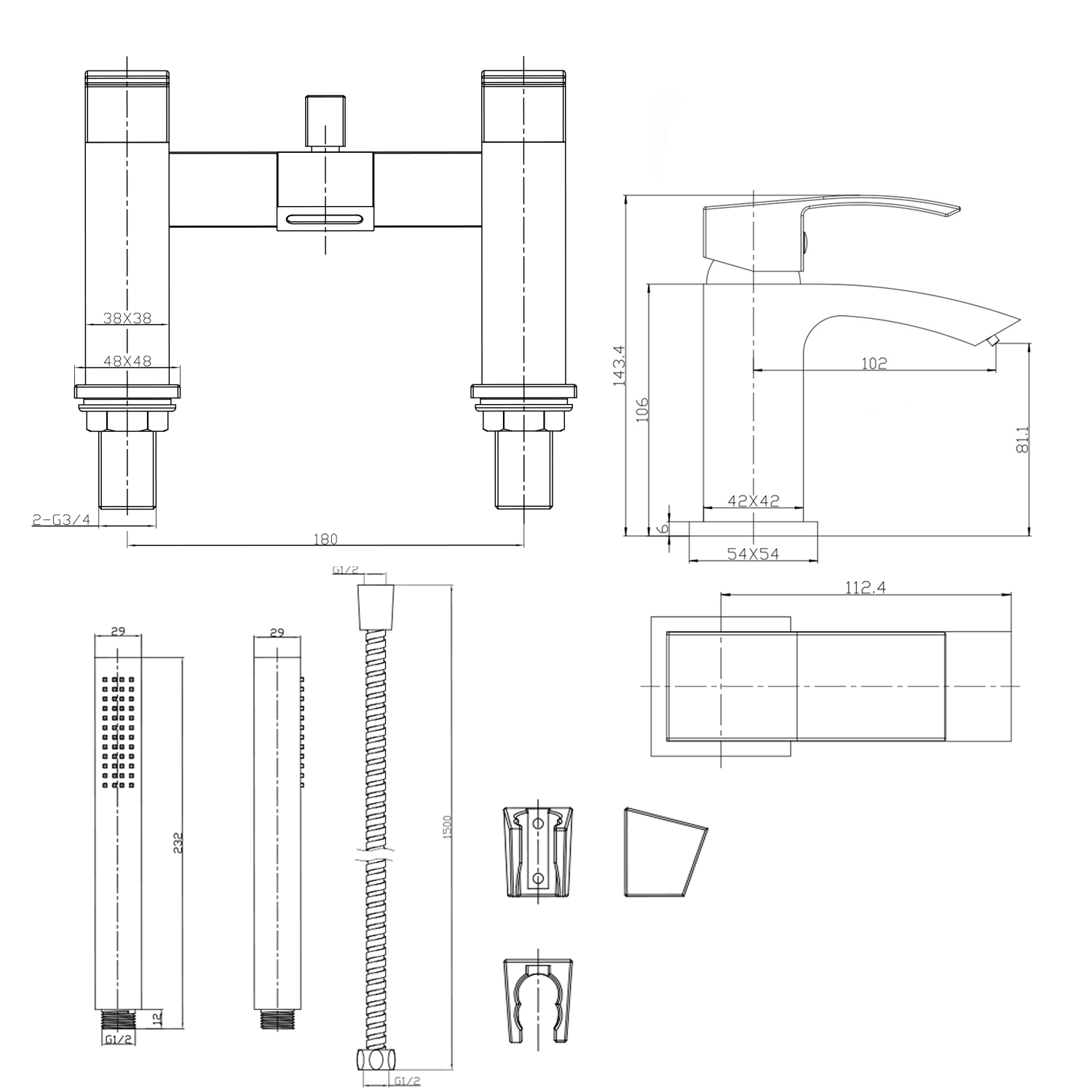 Vellamo City Waterfall Basin Mixer & Bath Shower Mixer Pack