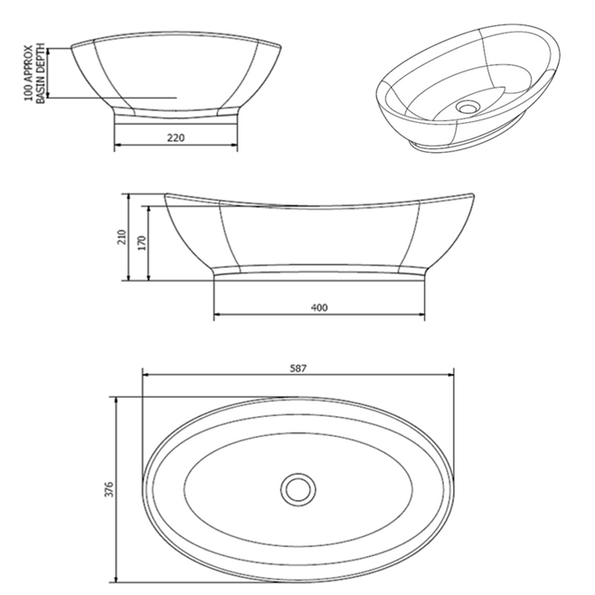 Drench Lexie Oval Countertop Basin