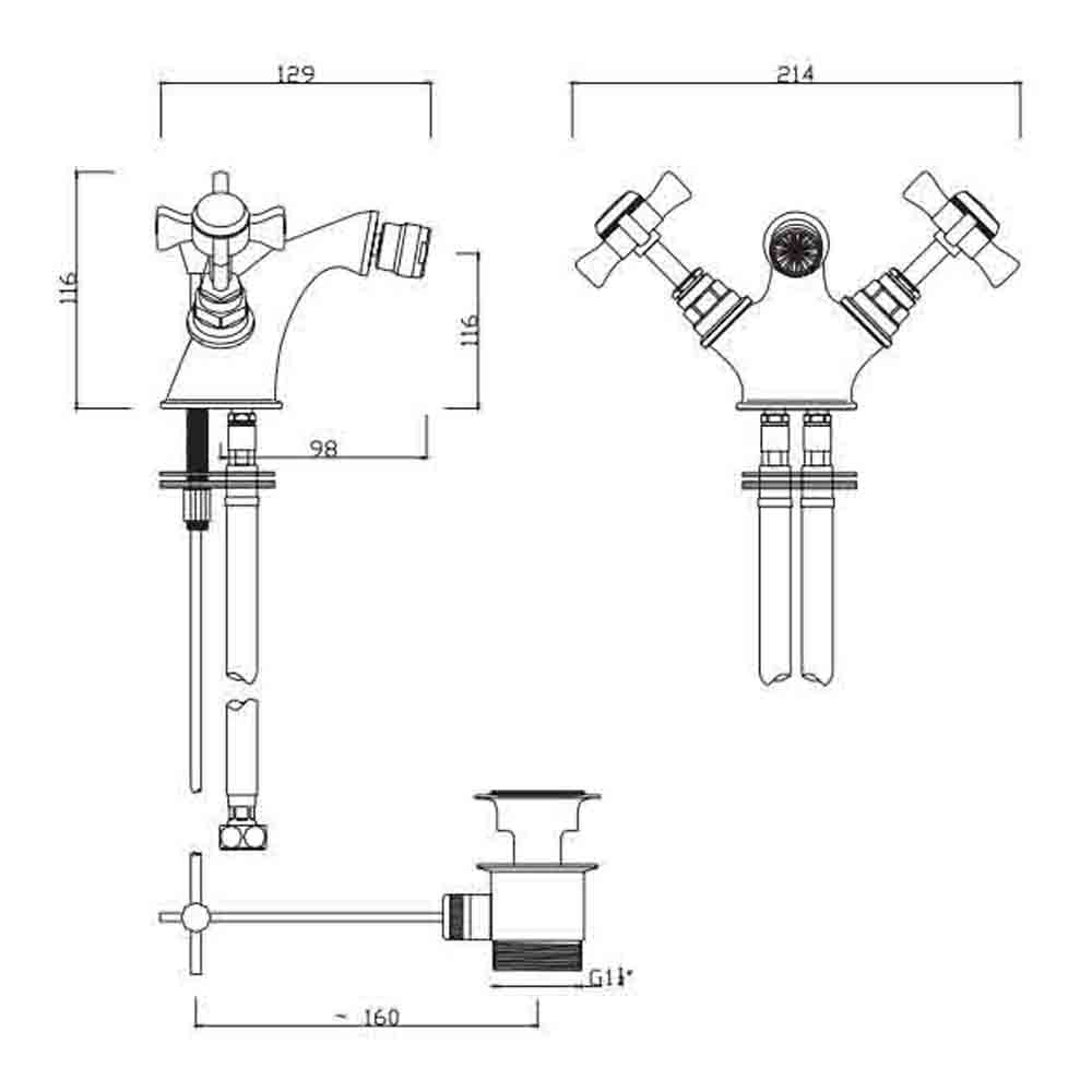 Sagittarius Churchman Mono Bidet with Pop-Up Waste - Gold