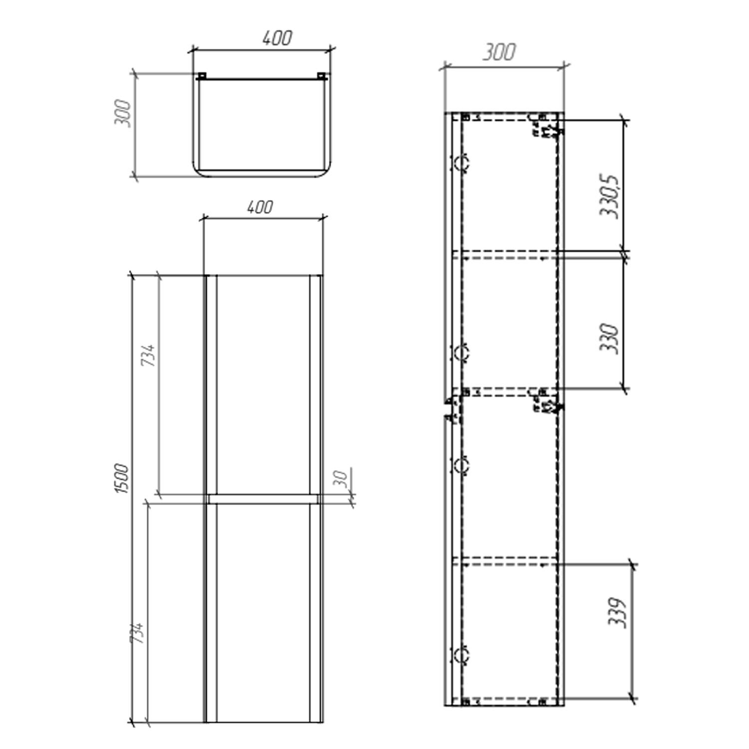 Drench Origin 1500mm Tall Wall Mounted Cabinet