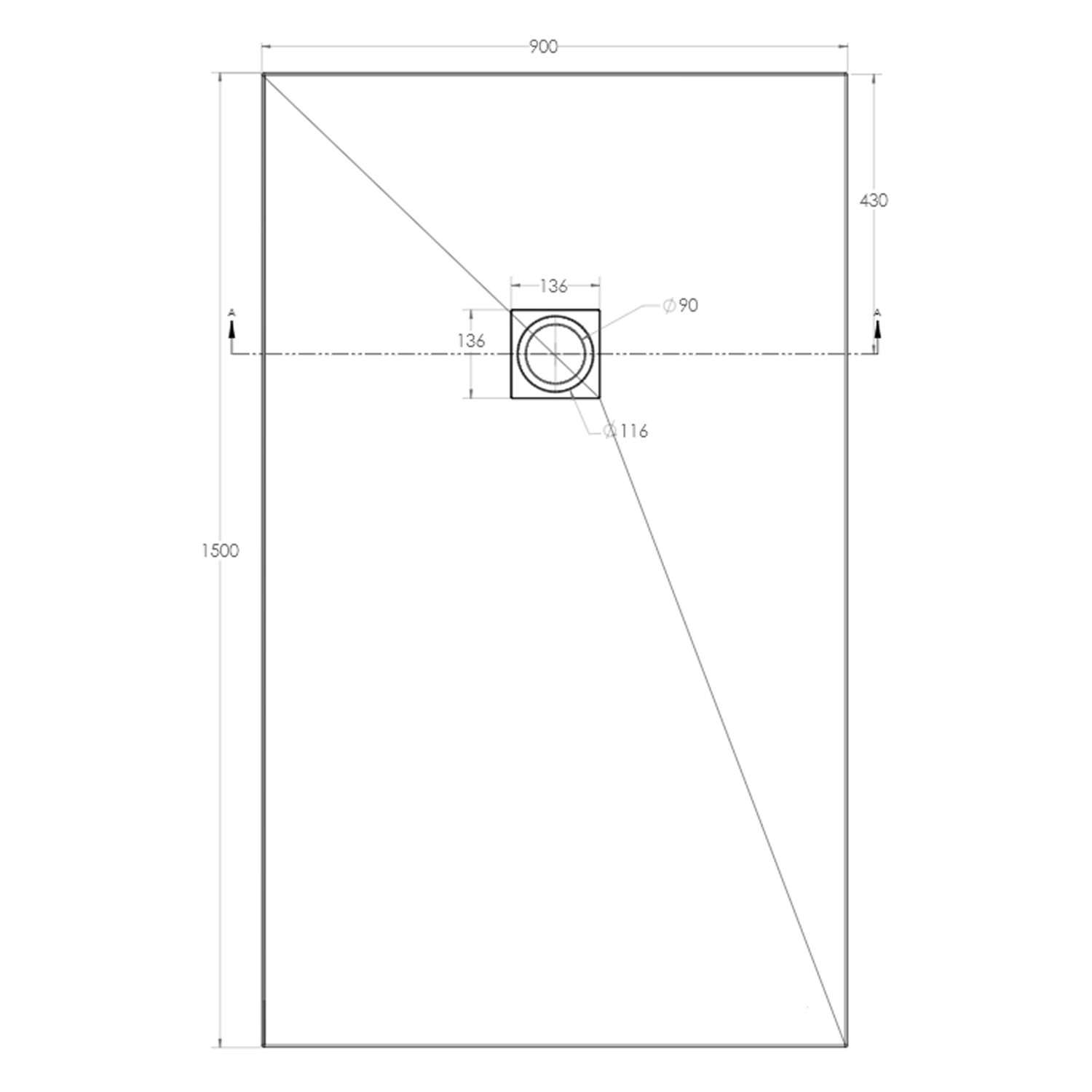 Drench Naturals Black Thin Slate-Effect Rectangular Shower Tray - 11 Sizes