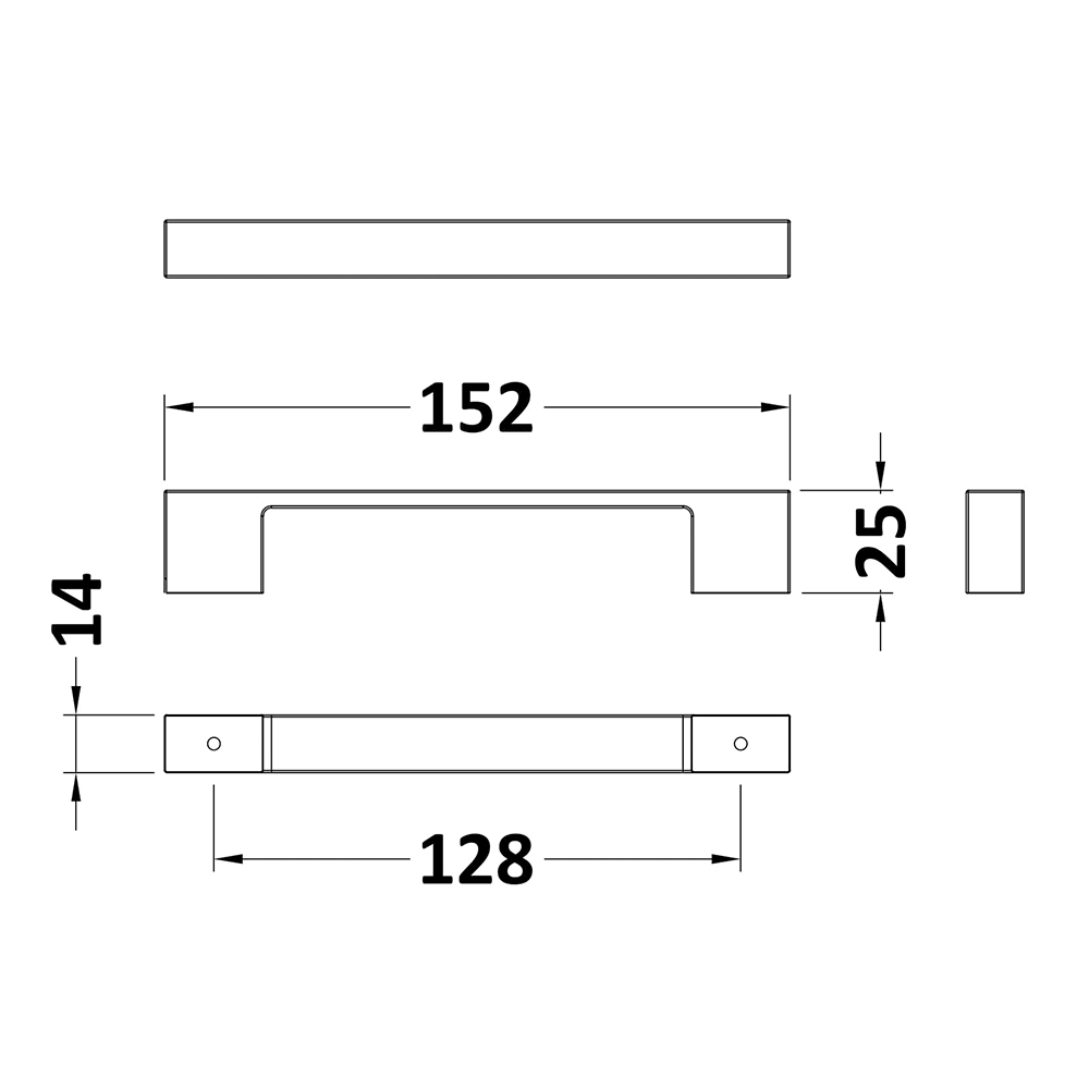 Drench Bold D Bar Furniture Handle - 128mm Centres