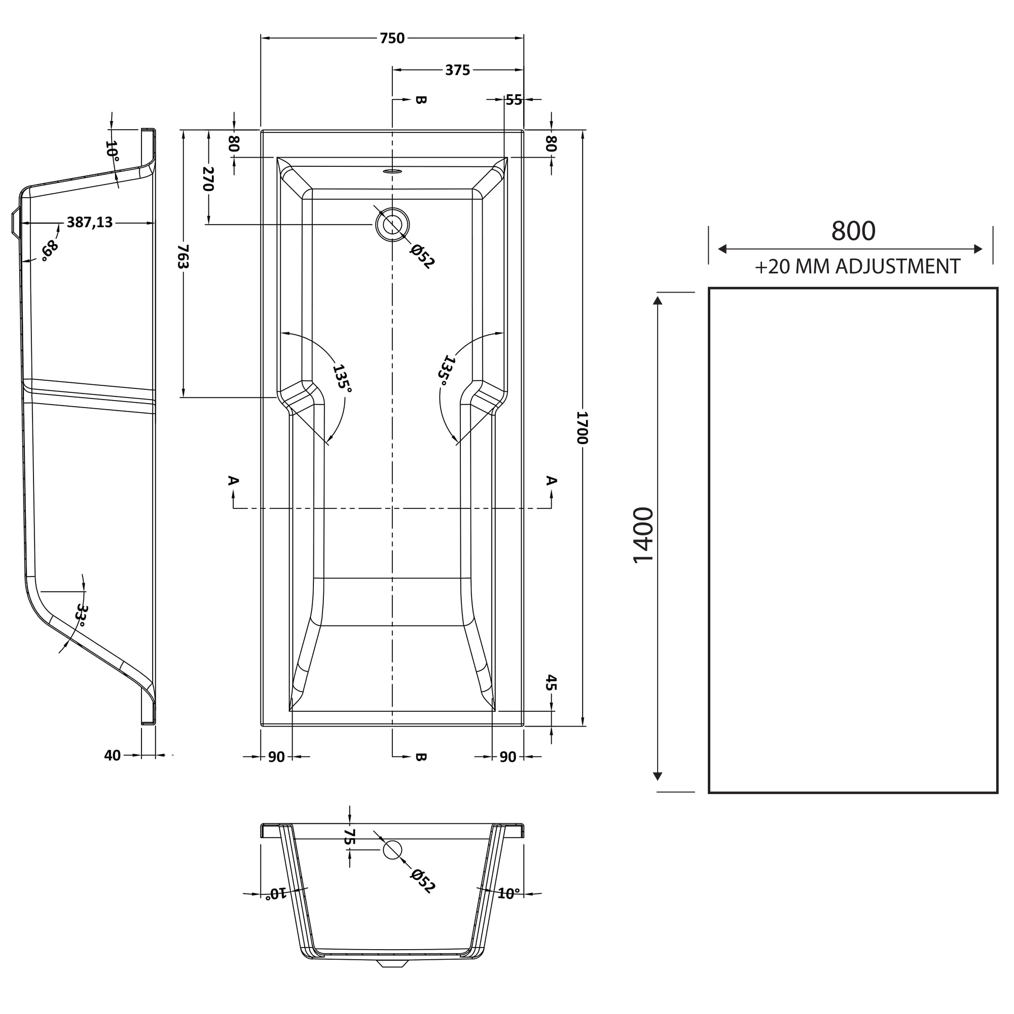 Drench Keyhole Shower Bath & Shower Screen