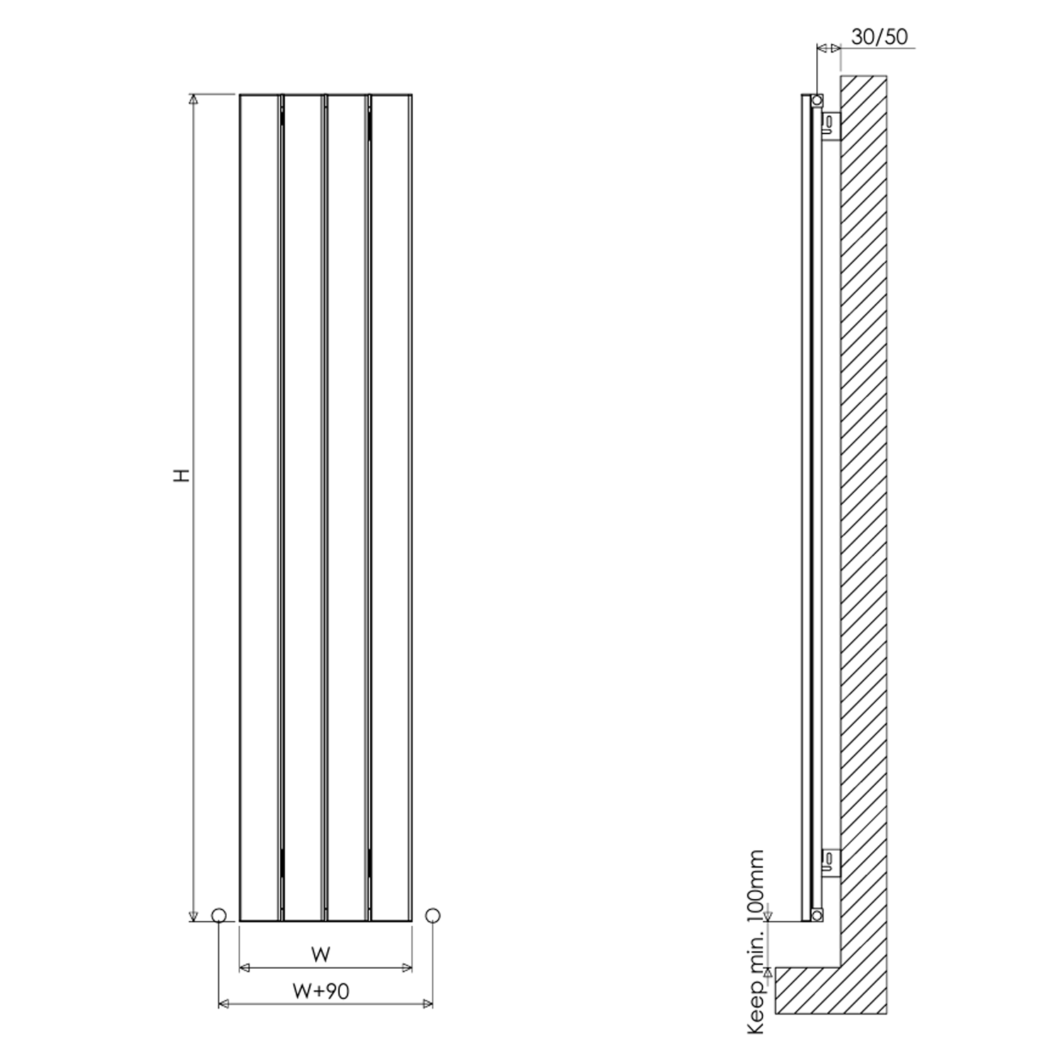 Carisa Step Vertical Single Panel Aluminium Radiator