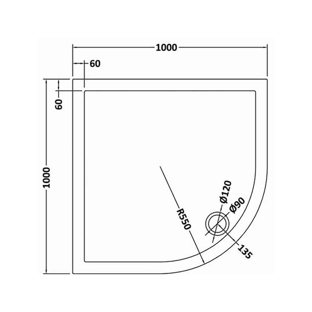 Drench MineralStone 40mm Low Profile Quadrant Shower Tray